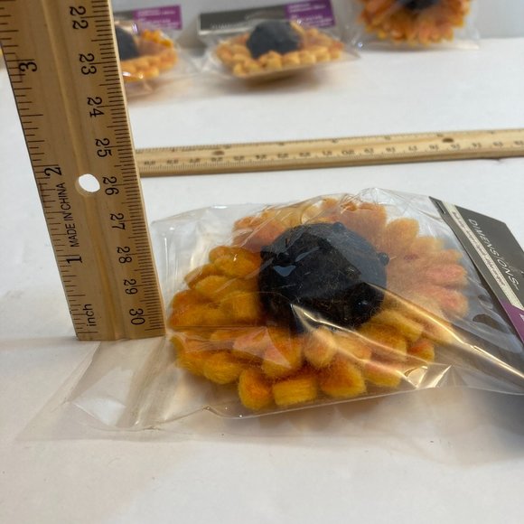 Sunflower 100% Wool Felt Beads 3" Crafts Applique Embellishments Needle Felting - Picture 8 of 12